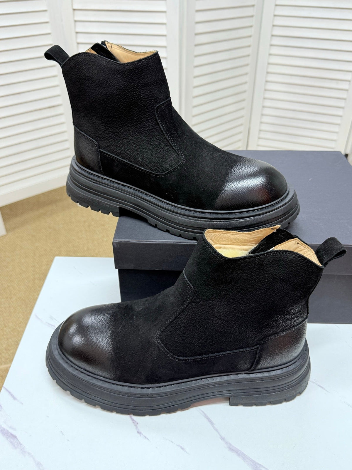 UGG Black Pull-On Leather Chelsea Boots