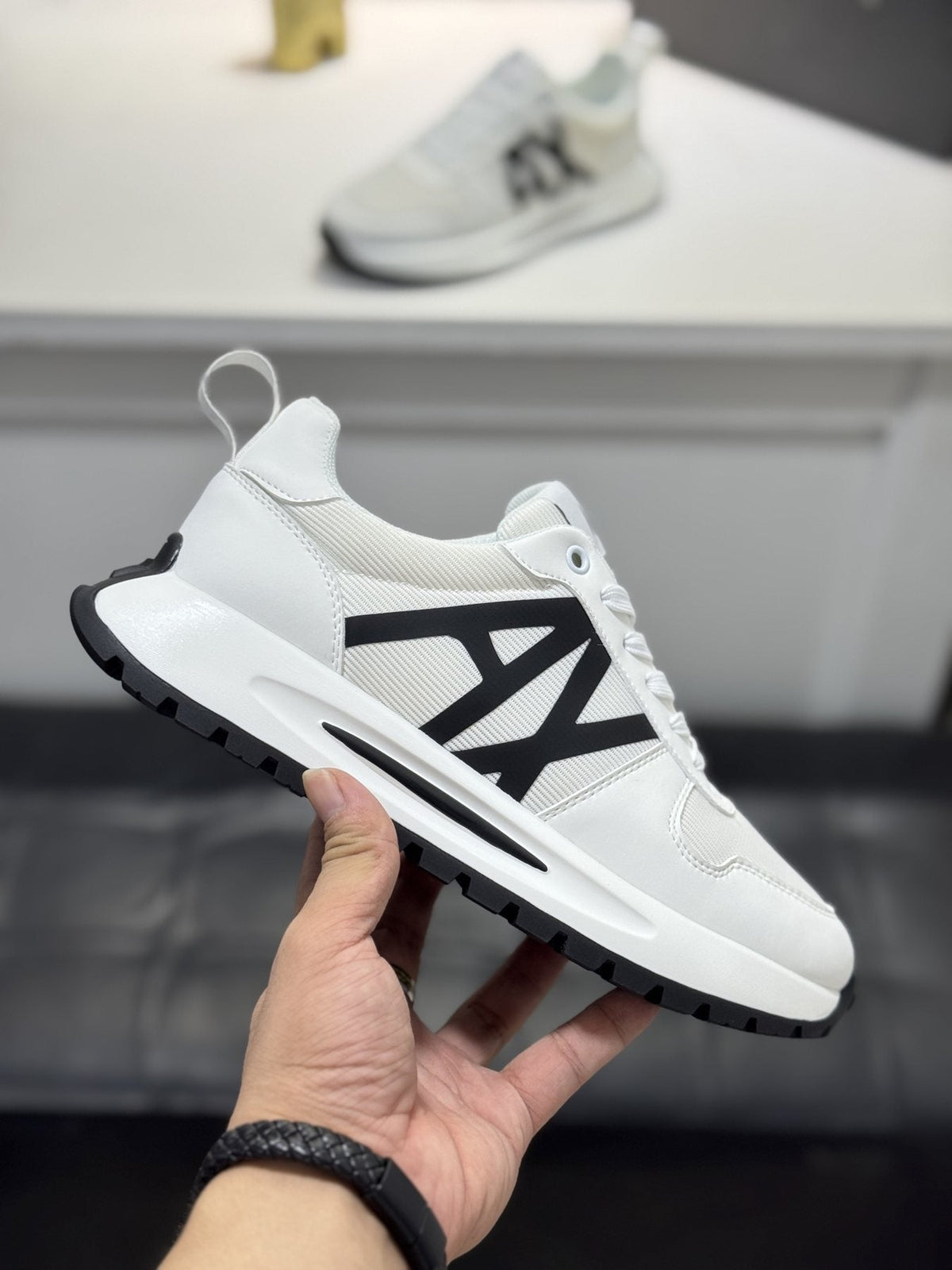 Armani Men's Graphic Side Lace-Up Sneakers